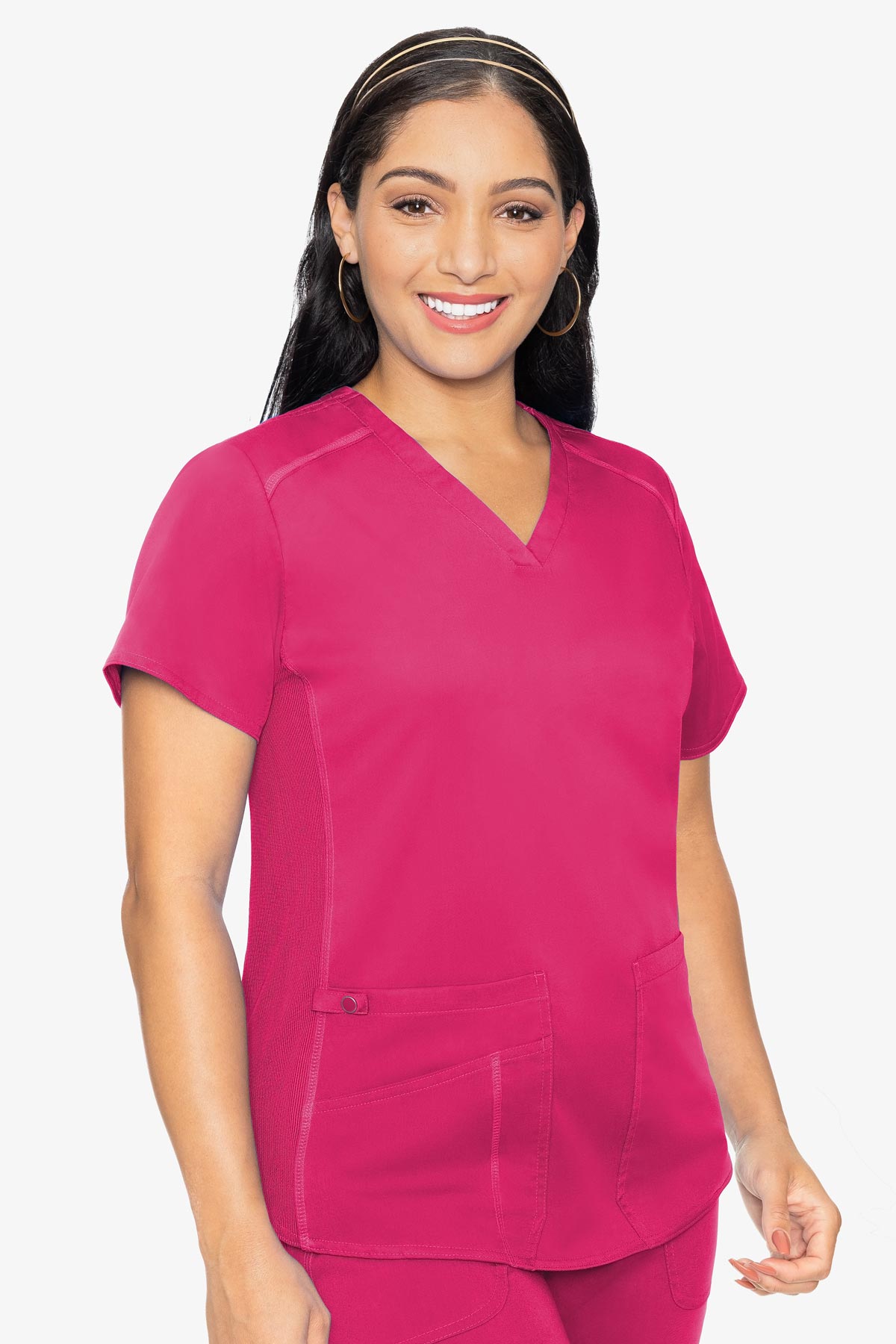 Med Couture 7459 Touch V-neck Shirttail Top-Pink Punch